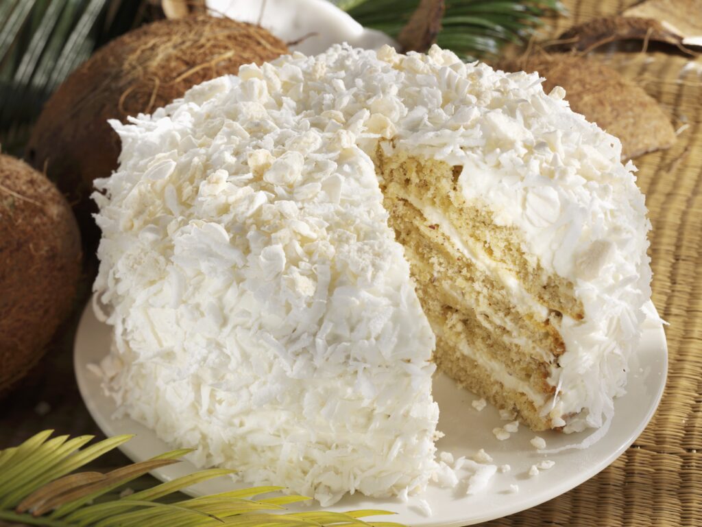 Coconut Cake with Coconut Cream Cheese Frosting Recipe | foodies.pk